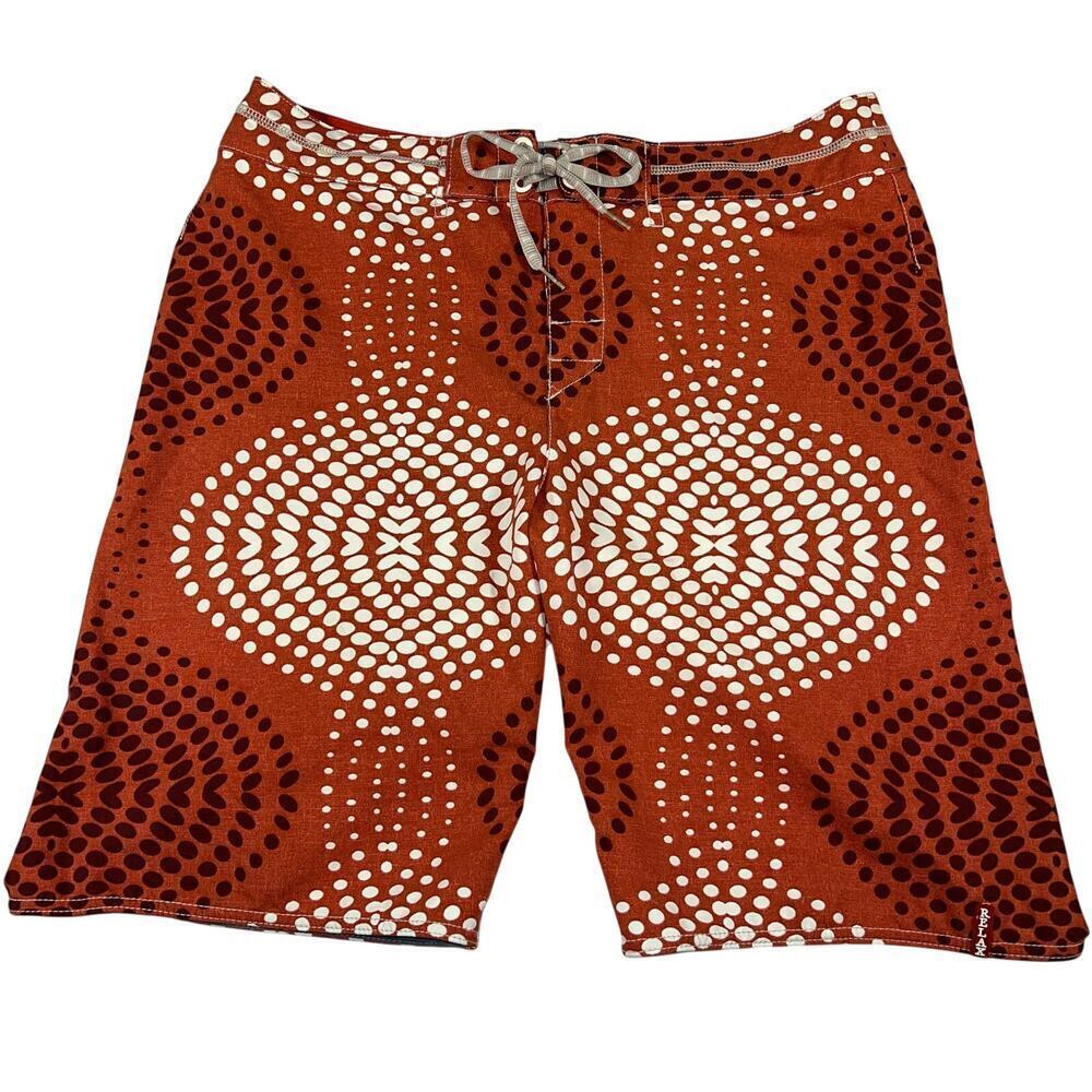 Tommy Bahama Relax Board Shorts Orange Geometric Pattern 10” Inseam Size 34